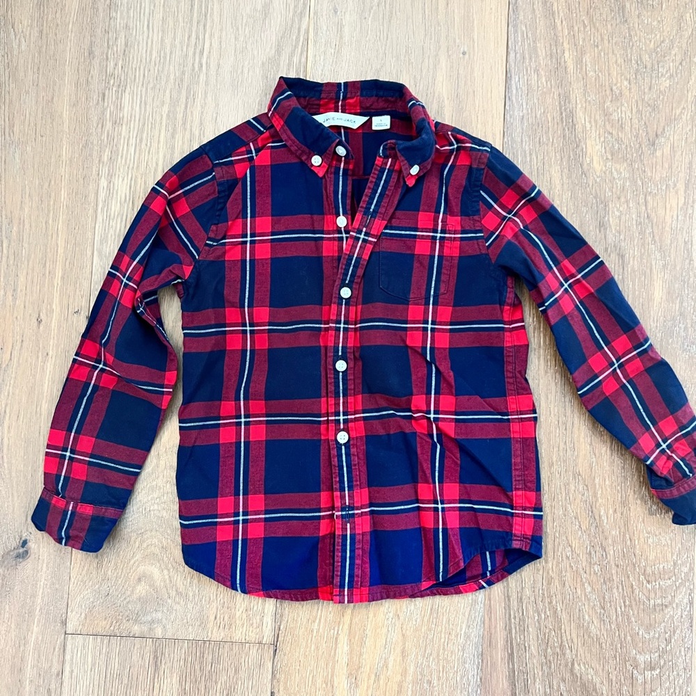 Janie and Jack Brushed Twill Plaid Shirt Size 5